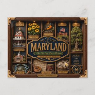 Maryland Shadow Box 3D Figuur Staat Briefkaart