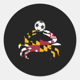 Maryland Staatsvlag Blauwe Krab Trots Met Voetbal Ronde Sticker