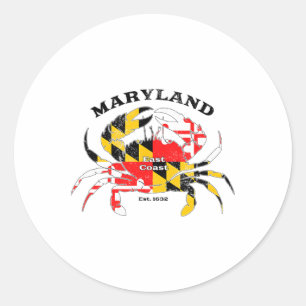 Maryland Staatsvlag Krab Pride Annapolis Ltimore F Ronde Sticker