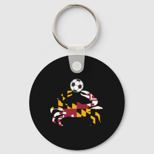 Maryland State Flag Blauwe Krab Trots Met Voetbal Sleutelhanger