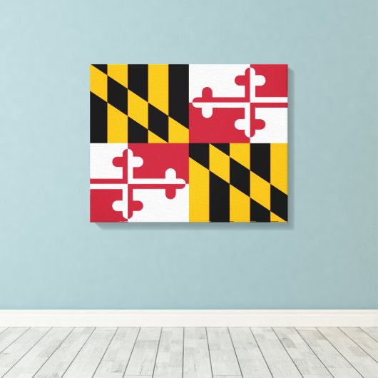 Maryland State Flag Design Decoration Canvas Afdruk (Insitu (Houten vloer))
