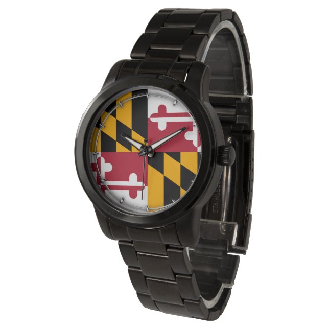Maryland State Flag Design Horloge (Gekanteld)