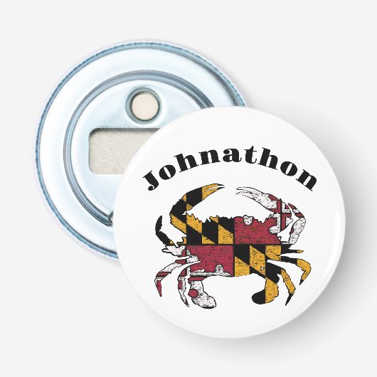 Maryland State Flag Maryland Crab Button Flesopener (Voorkant)