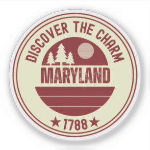 Maryland State Flag - MD Krab Souvenir Sticker