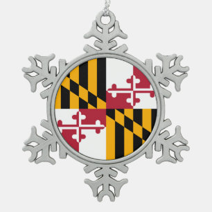 Maryland State Flag Stylish Display Tin Sneeuwvlok Ornament