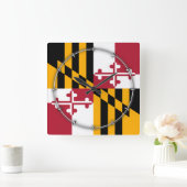 Maryland State Flag Stylish Display Vierkante Klok (Huis)