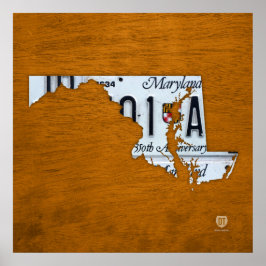 Maryland State License Bord Map Poster