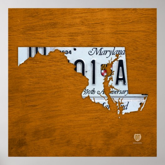 Maryland State License Bord Map Poster (Voorkant)