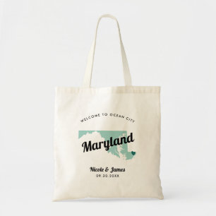 Maryland State Map Wedding Welcome Bag Tas, zwart Tote Bag