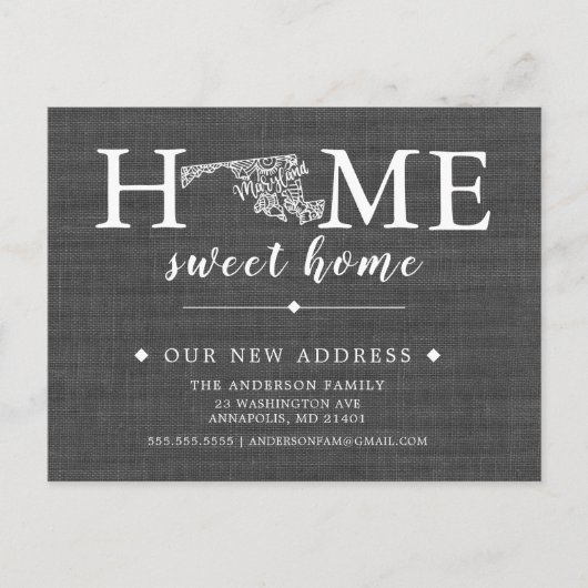 MARYLAND State Moving Aankondiging Post Kaart (Voorkant)