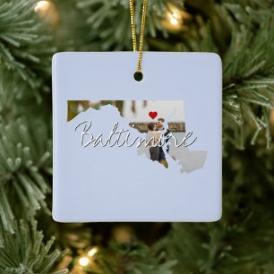 Maryland State Photo insert and town name Keramisch Ornament