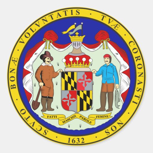 Maryland State Seal Ronde Sticker (Voorkant)