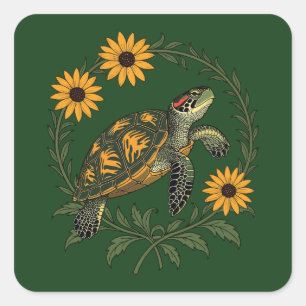 Maryland Terrapin En Black Eyed Susan Bloemen Vierkante Sticker