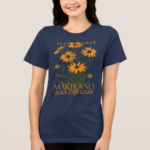 Maryland Territory Flower De Zwarte Oog Susan Tri-Blend Shirt