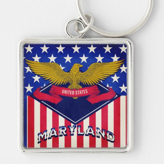 Maryland USA Flag Sleutelhanger (Voorkant)