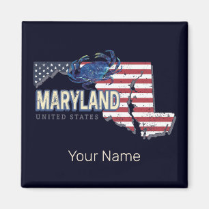 Maryland Verenigde Staten Retro State Kaart Veren Magneet