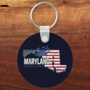 Maryland Verenigde Staten Retro State Kaart  Veren Sleutelhanger