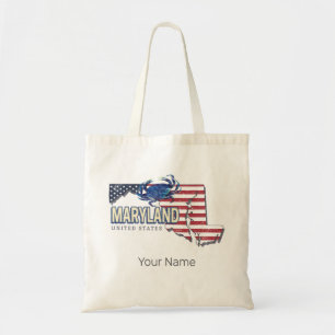 Maryland Verenigde Staten Retro State Kaart  Veren Tote Bag