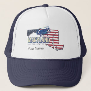 Maryland Verenigde Staten Retro State Kaart  Veren Trucker Pet