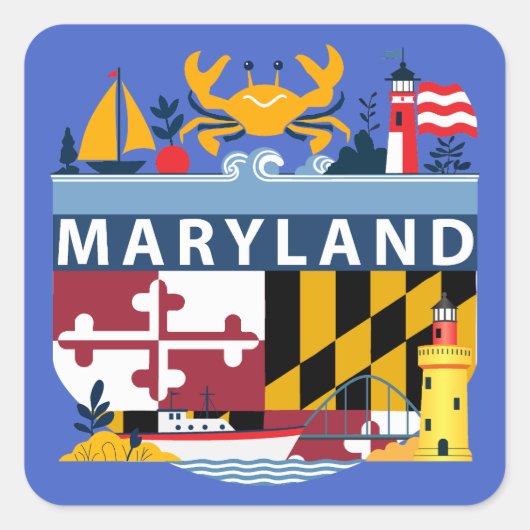 Maryland, Verenigde Staten Vierkante Sticker (Voorkant)