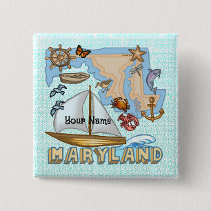 Maryland Vierkante Button 5,1 Cm