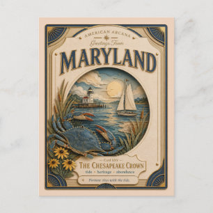 Maryland Vintage Paper Cut American Arcana Briefkaart