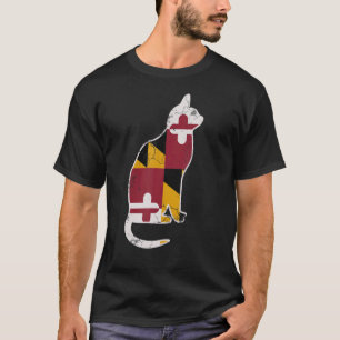 Maryland Vlag Calico Kat Verdrietig Vervagen T-shirt