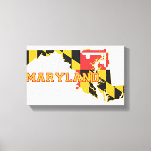 Maryland: vlag en kaart canvas afdruk