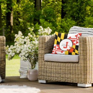 Maryland Vlag en Krab Monogram Kussen