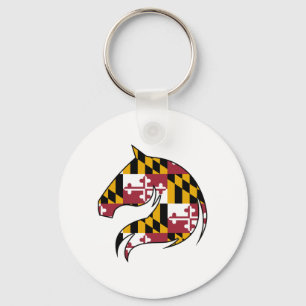 Maryland Vlag Paard Knop Sleutelhanger