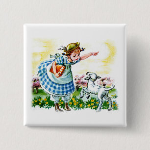 Mary's Lamb Vierkante Button 5,1 Cm