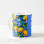 Ma's Keuken blauw en geel Koffiemok (Voorkant links)