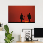 Masai at Sunset Poster (Thuiskantoor)
