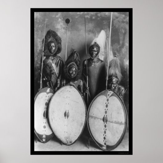 Masai Warriors Kenia, Afrika 1920 Poster (Voorkant)