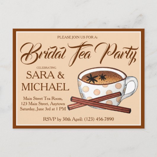 Masala Chai Bruids Bruiloft Douche Teacup Tea Part Uitnodiging Briefkaart (Voorkant)