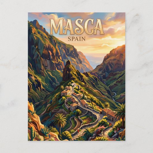 Masca-dorp Spanje Briefkaart (Voorkant)
