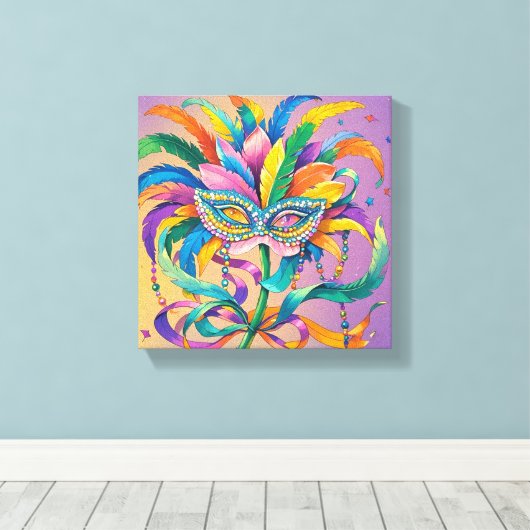 Máscara de carnaval para momentos divertidos canvas afdruk (Insitu (Houten vloer))