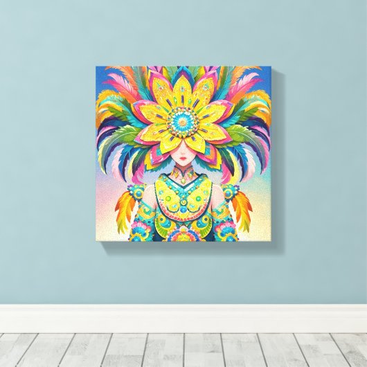 Máscara de flor para o carnaval canvas afdruk (Insitu (Houten vloer))