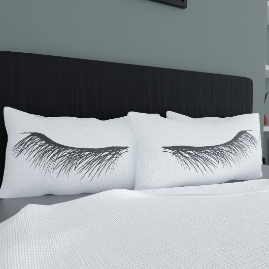 Mascara Lashes Ogen Slaap Zwart en Wit Wimper Kussensloop