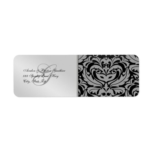 Mascarade Argent Damask Étiquettes de adresse d'Ha (Devant)