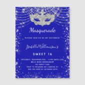 Mascarade bleu royal Sweet 16 aimant invitation (Devant)