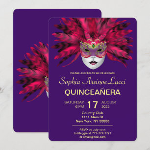 Mascarade colorée Quinceañera Party Invitation
