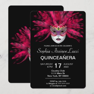 Mascarade colorée Quinceañera Party Invitation