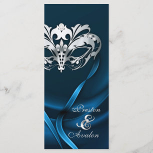 Mascarade d'argent Programme de mariage bleu bijou