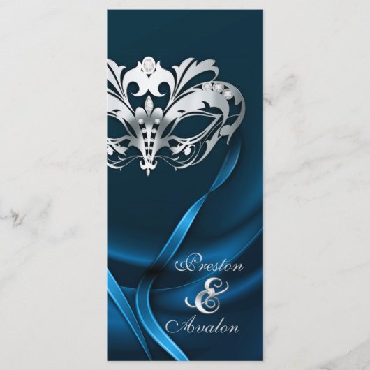 Mascarade d'argent Programme de mariage bleu bijou (Devant)