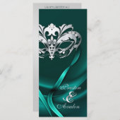 Mascarade d'argent Programme de mariage Turquoise  (Devant / Derrière)