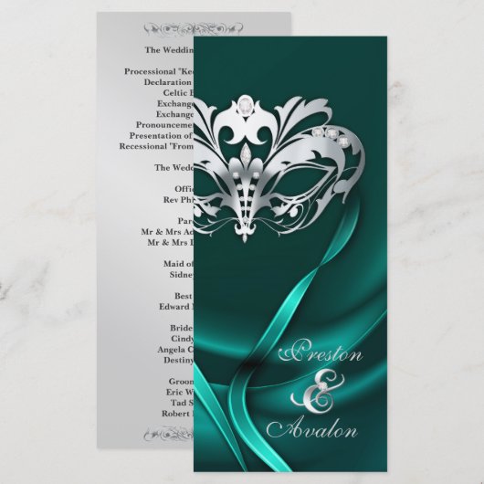 Mascarade d'argent Programme de mariage Turquoise (Devant / Derrière)