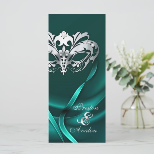 Mascarade d'argent Programme de mariage Turquoise (Debout devant)