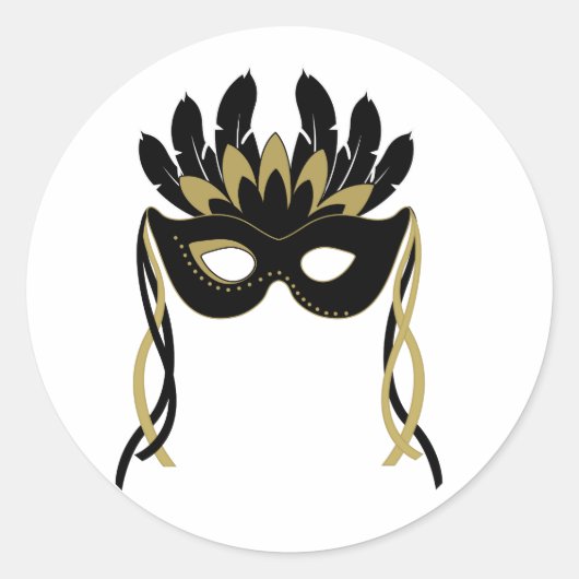 Mascarade Masque en Stickers Noir et Or (Devant)