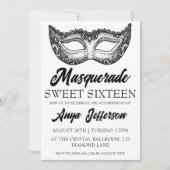 mascarade moderne douce 16 invitations (Devant)